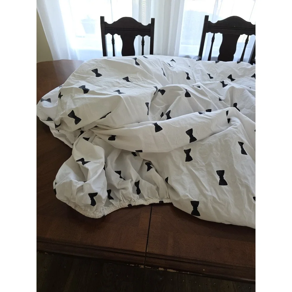 Pottery Barn Kids Teens Full Sheet Set Emily Meritt Bow Tie Bedding Cotton White